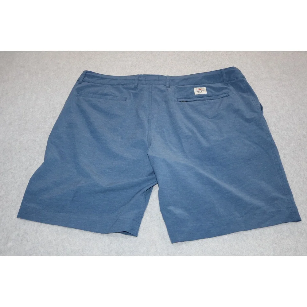 Faherty All Day Shorts Mens38 Blue Hybrid Stretch Drawstring Casual Polyester